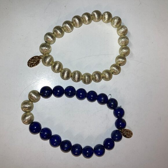 Connie Craig Carroll Jewelry Gracie Lapis & Bead Stretch Bracelet Set - Picture 6 of 7